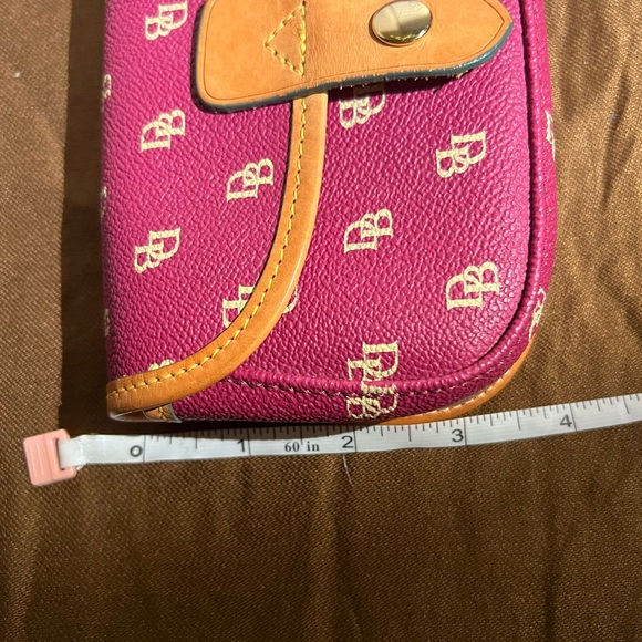 Dooney & Burke Raspberry Colored wristlet with tan leather trim-great condition - Picture 5 of 5